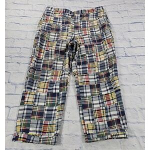 Berle Patchwork Madras Pants Mens 36×26 Multicolor Plaid Cuffed Trousers Vintage